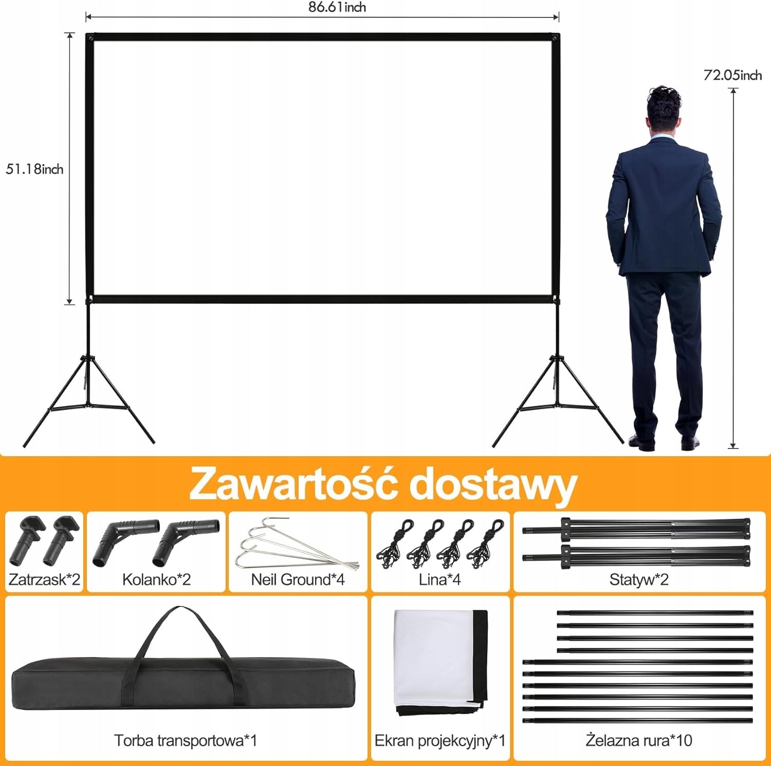 Projection screen VISULAPEX 100 inches HD 4K aluminum stand Model 100