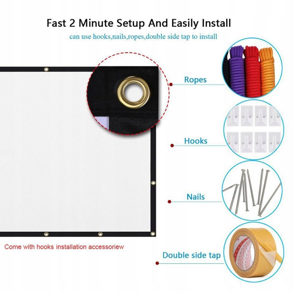 Projector 16:9 HD Foldable Projection Screen for Home 150 inch Packaging status original