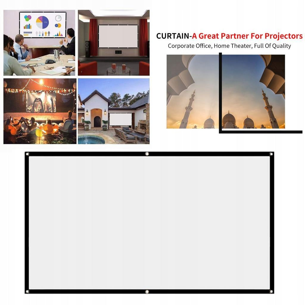 Projector 16:9 HD Foldable Projection Screen for Home 150 inch