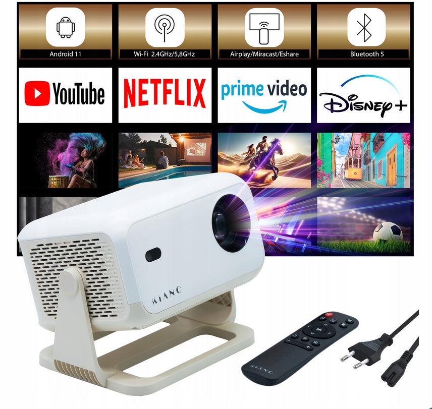 Projector 350 ANSI lm WiFi Android 11 FULL HD 4K Autofocus LED