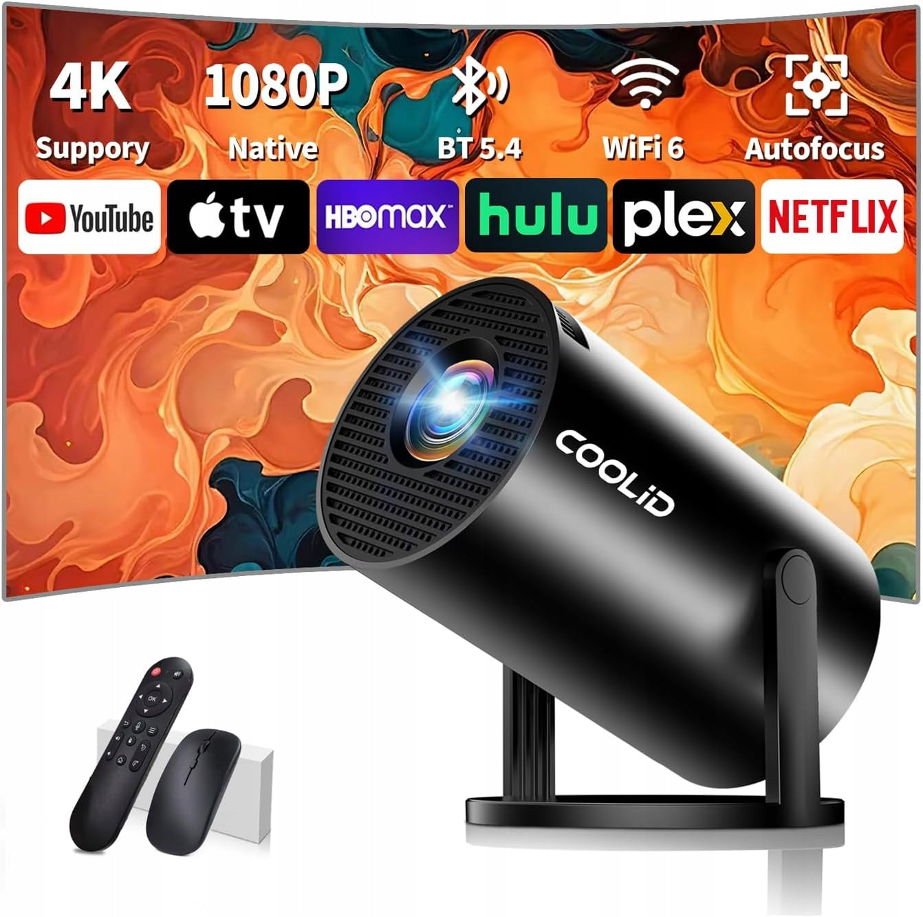 Projector COOLID C2 Wi-Fi 6 Native 1080p Full HD Bluetooth Android HDMI EAN (GTIN) 5905997823111