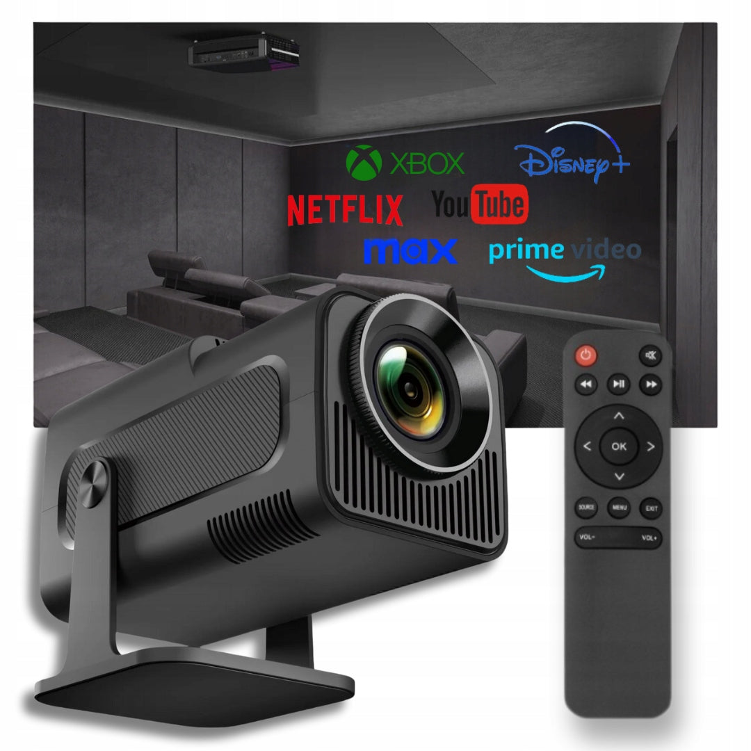 Projector HY320 PRO 2026 Android 13 2/16GB 4K Smart TV WiFi Bluetooth Manufacturer code Galaxia Mini rzutnik projektor HY320 Czarny