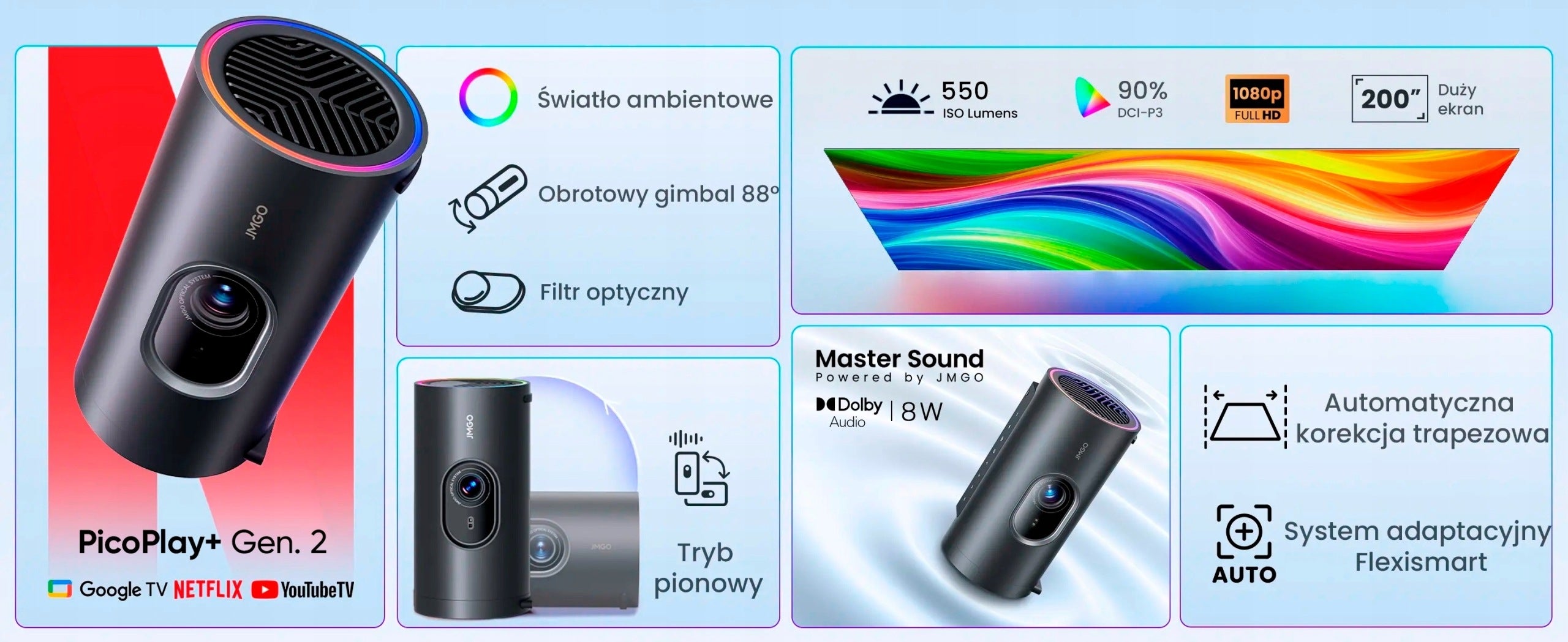 Projector JMGO PicoPlay+GoogleTV gen.2 set with powerbank, case Manufacturer code J61-7K4