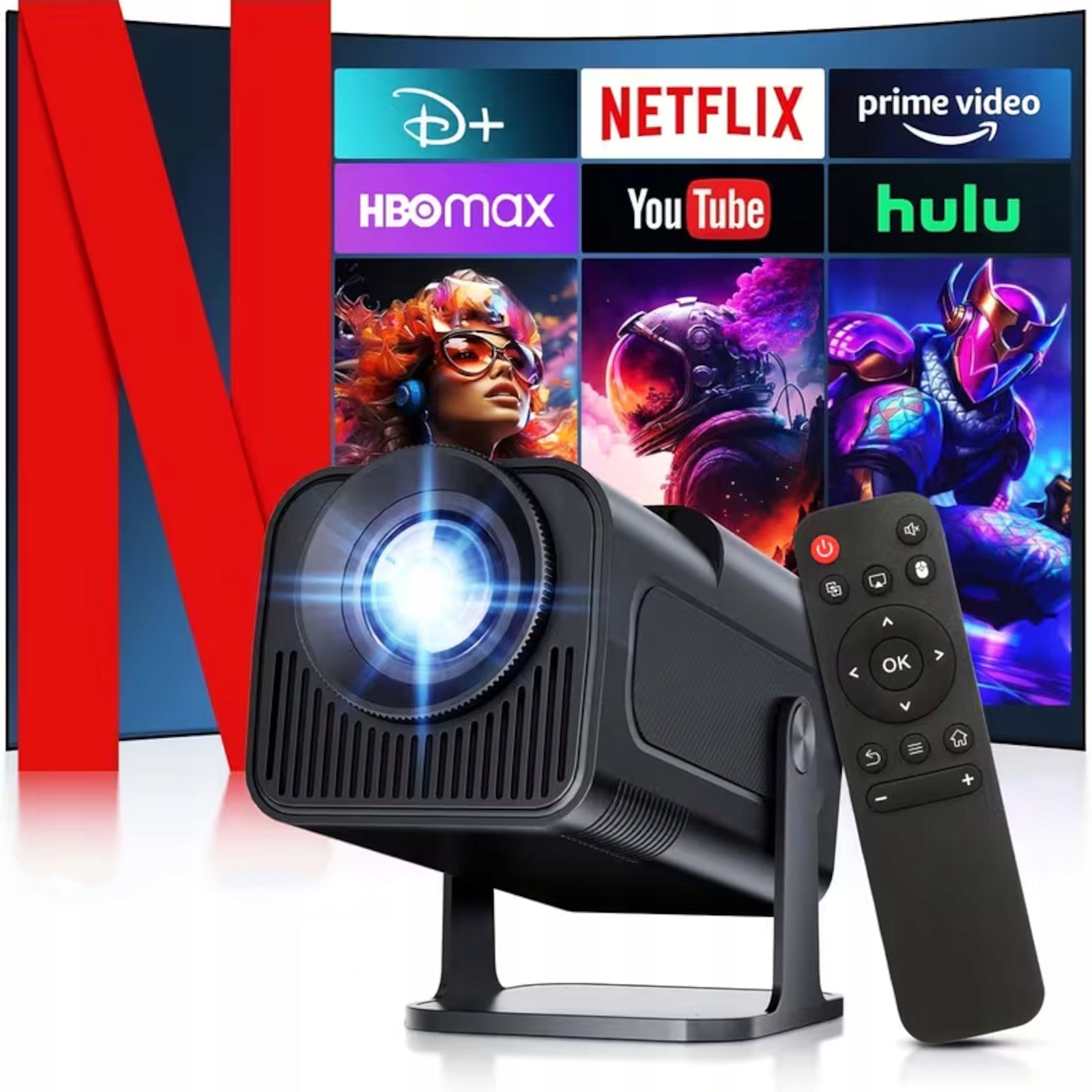 Projector LED HY320 4K Android Smart TV WiFi Projector Speaker 150"