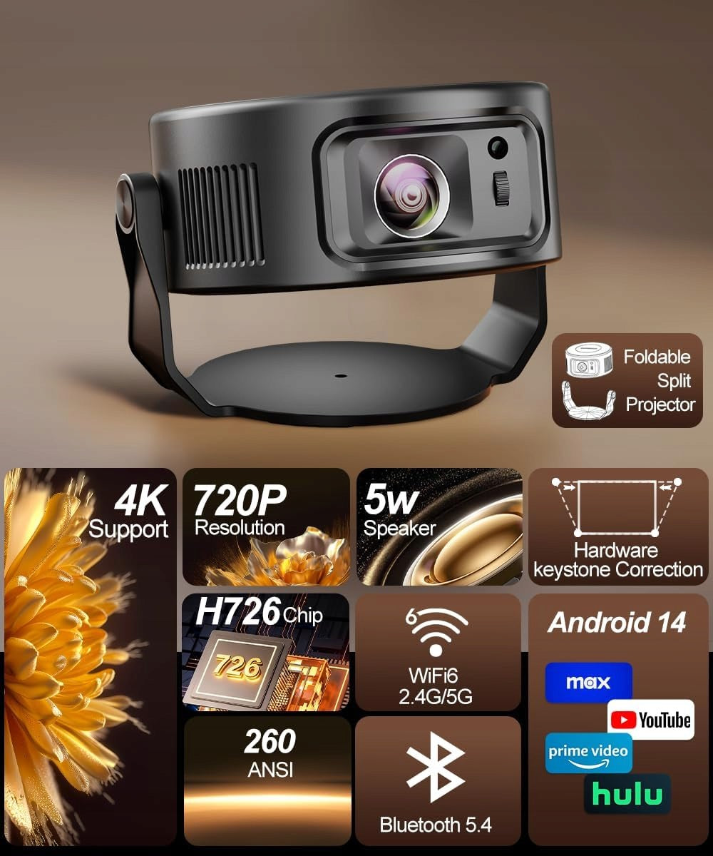 Projector Magcubic HY300Max Android 14,Bluetooth 5.4, Keystone, Manufacturer code Projektor 4K HY300 Smart WiFi Android bi