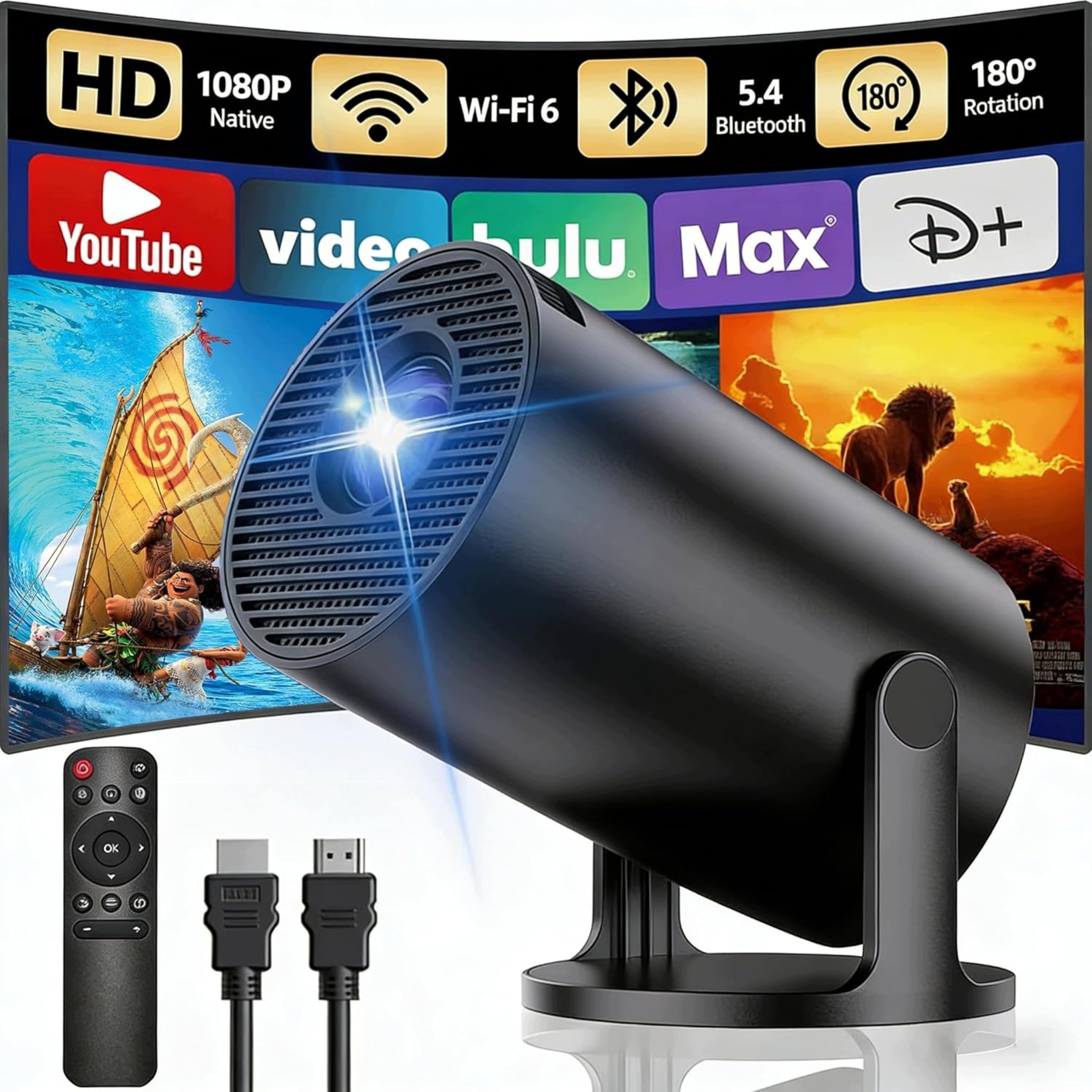 Projector Multimedia Portable Mini WiFi Bluetooth 1080p HDMI