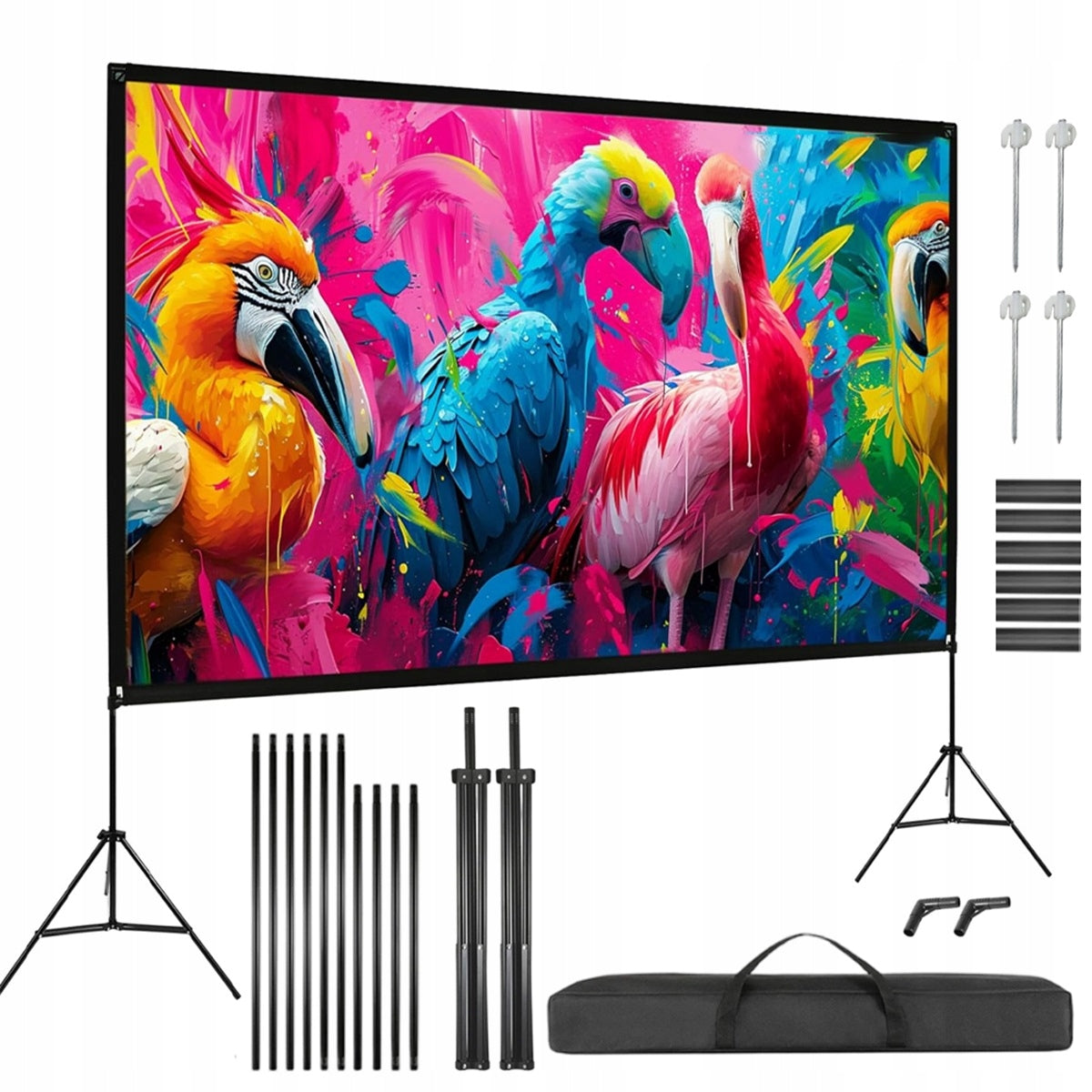 Projector Screen Foldable Retractable Panoramic With Tripod