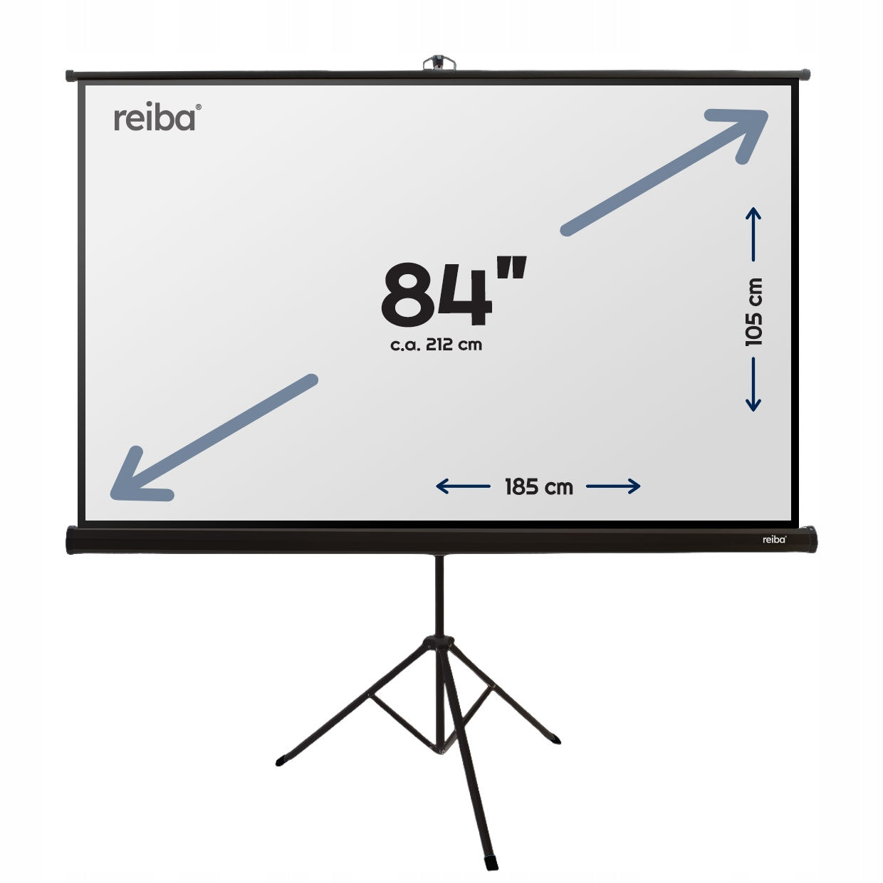 Projector Tripod Screen | 185x105 | Black Cassette |84" Packaging status original