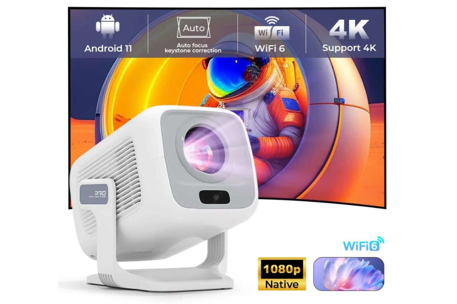 Projector WEMI X3AQ 1080P 400lm WiFi6 Android 11 Correction