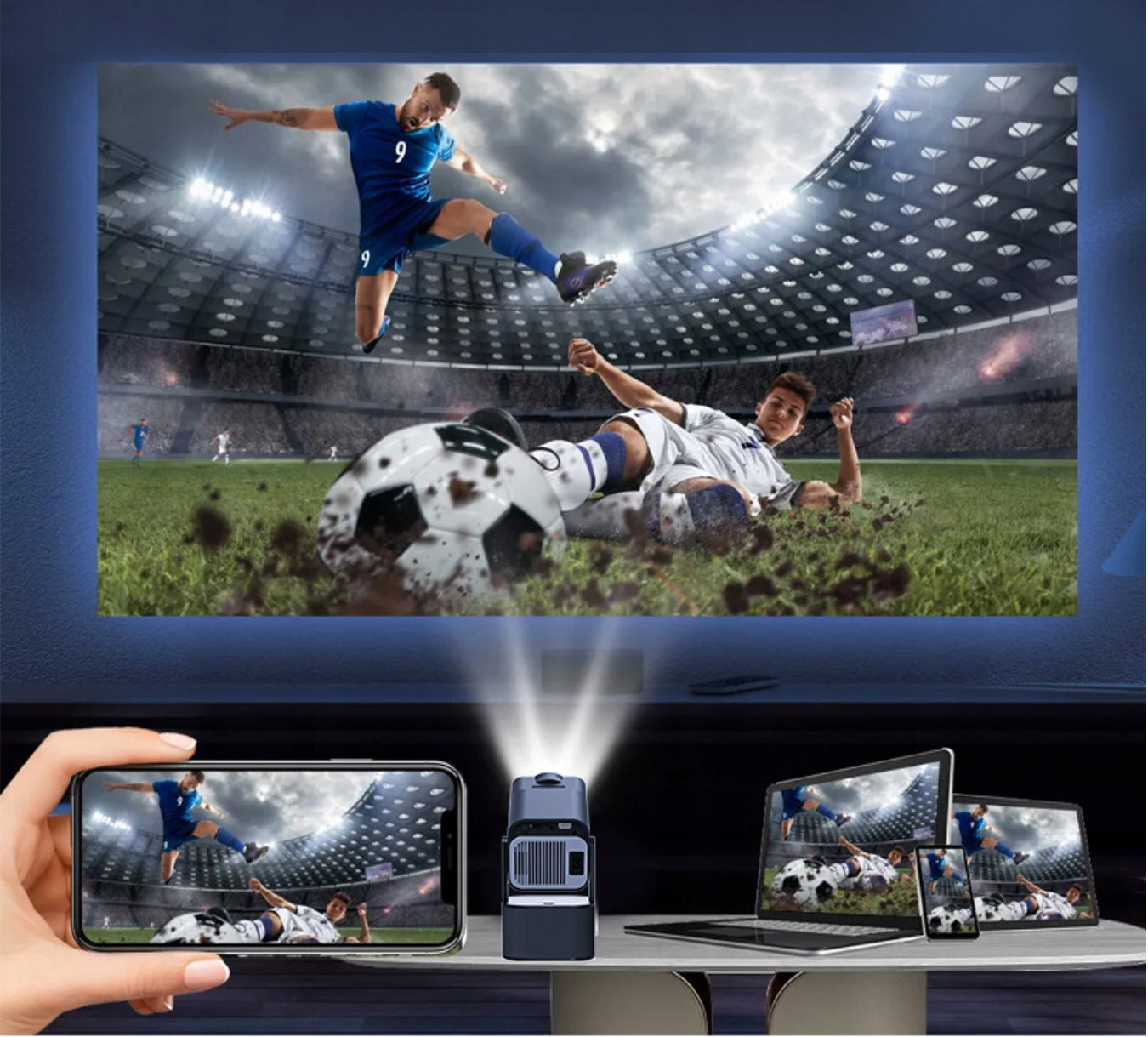 Projector with dual microphones for karaoke + extra-large speakers + 1080P Manufacturer code sibairui