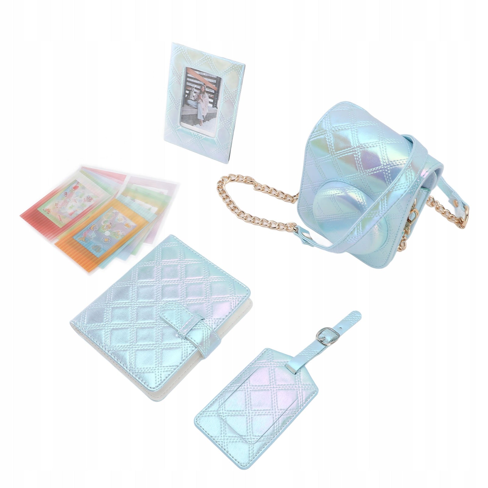Protective Case Square Grating Embroidery Thread Pu Leather Bag With 6K