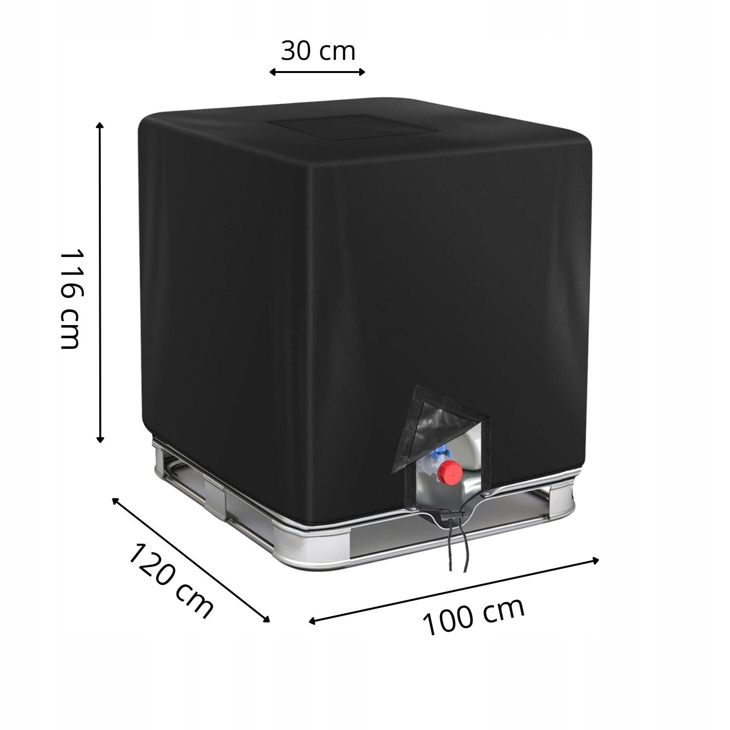 Protective Cover For Tank Mauzer Tarpaulin 1000L 120X100X116cm black Manufacturer code POK-ZB-001
