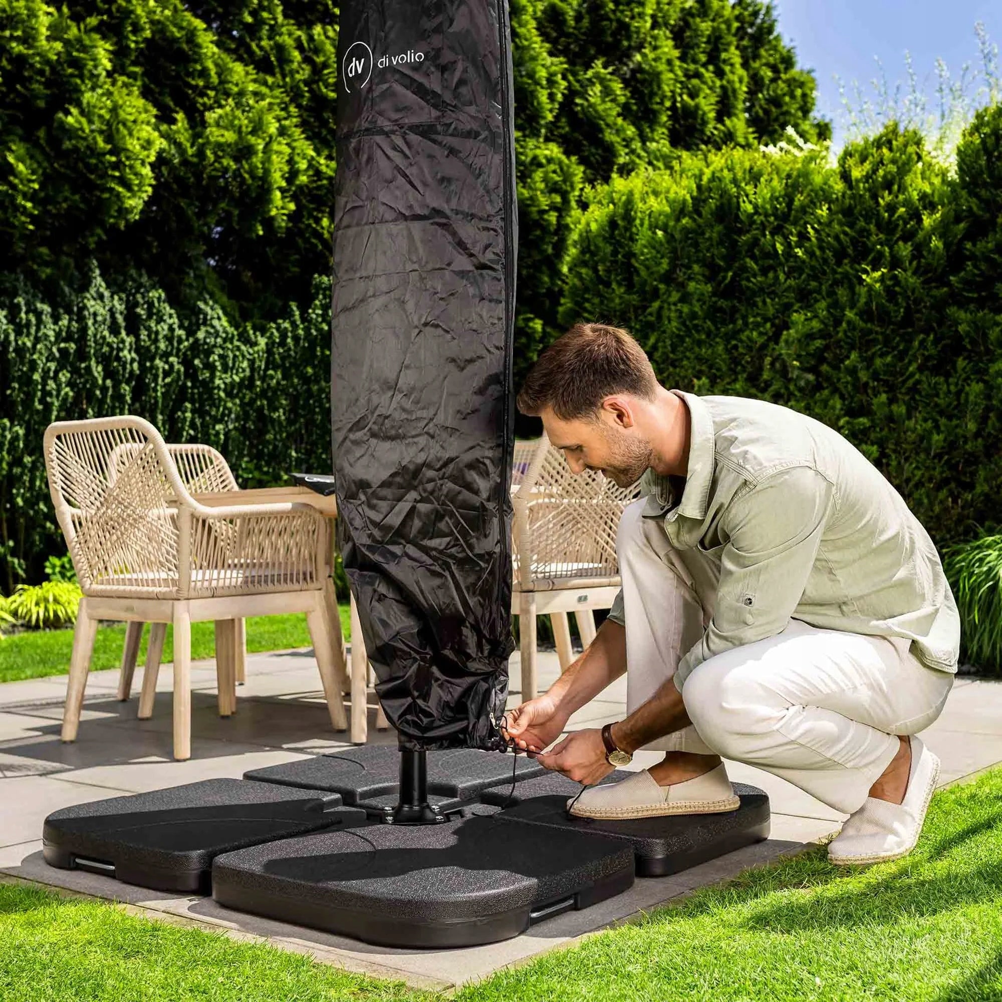 Protective Cover with Lock and Puller for Large Garden Umbrella 47x226cm Manufacturer di volio