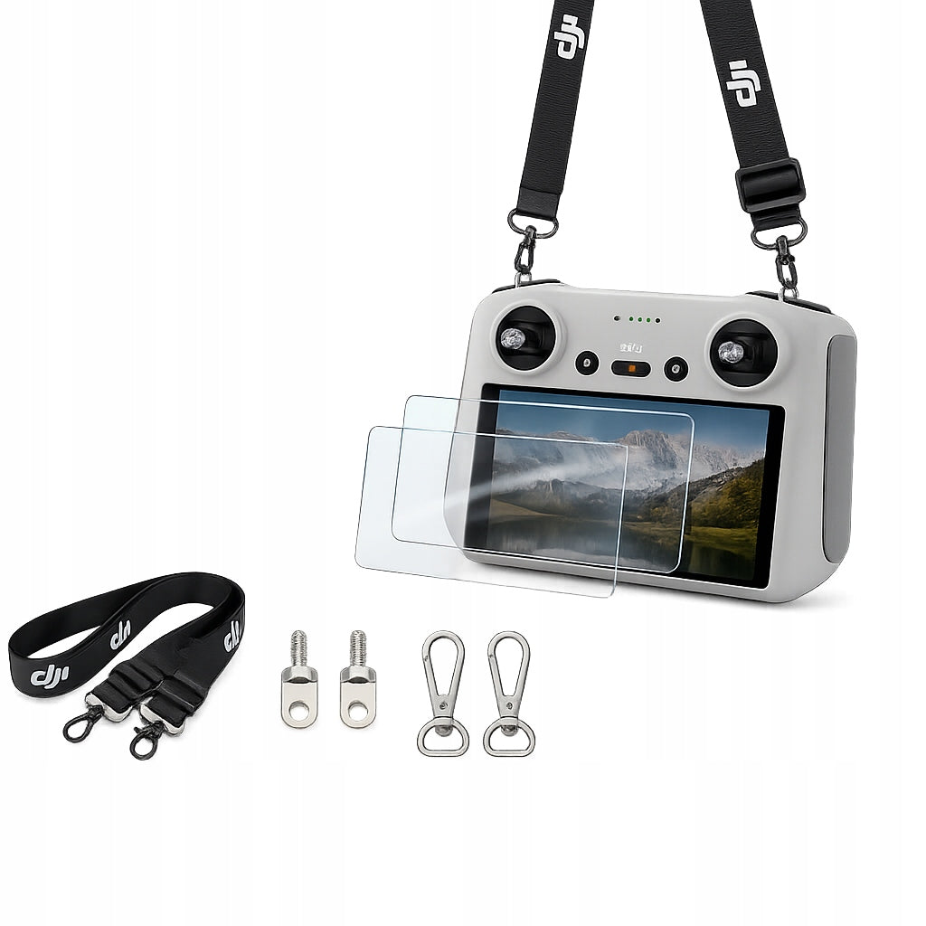 Protective Lanyard Holder Kit + 2x 9H Glass for DJI RC / RC 2 - Mini 3 4 Pro