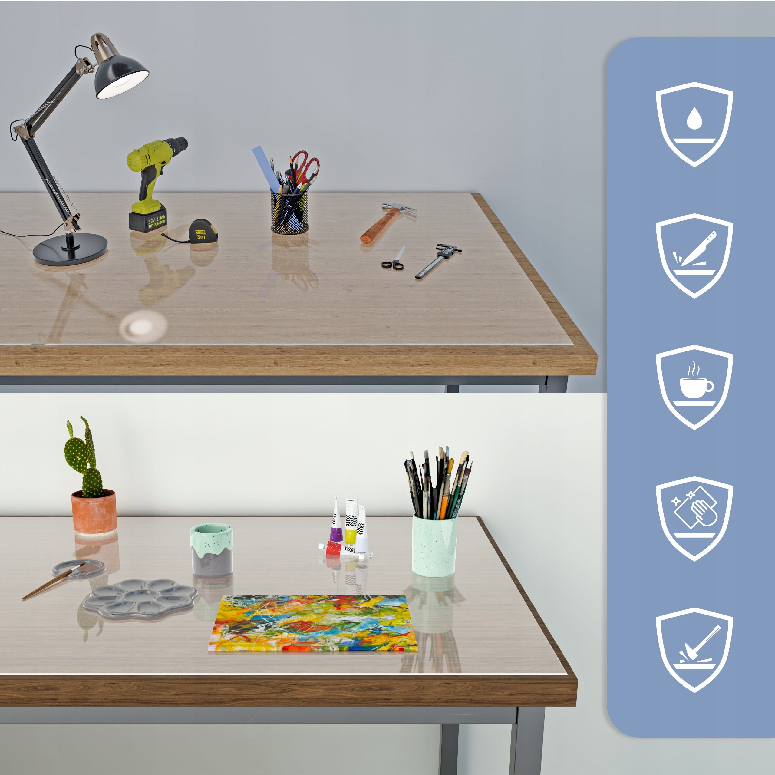 Protective Mat Table Desk Pad 1mm 90x180 Transparent Soft Glass Packaging status original
