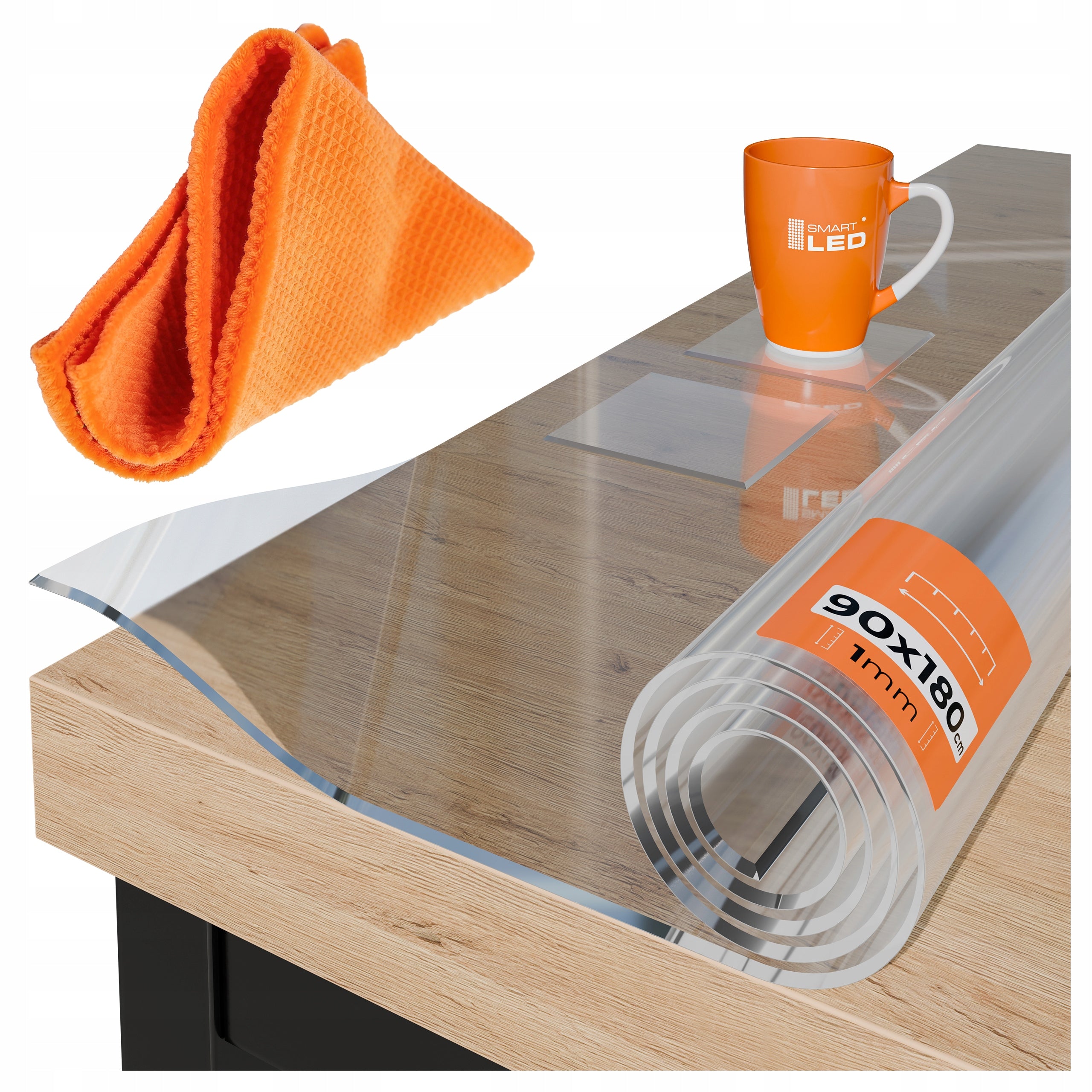Protective Mat Table Desk Pad 1mm 90x180 Transparent Soft Glass