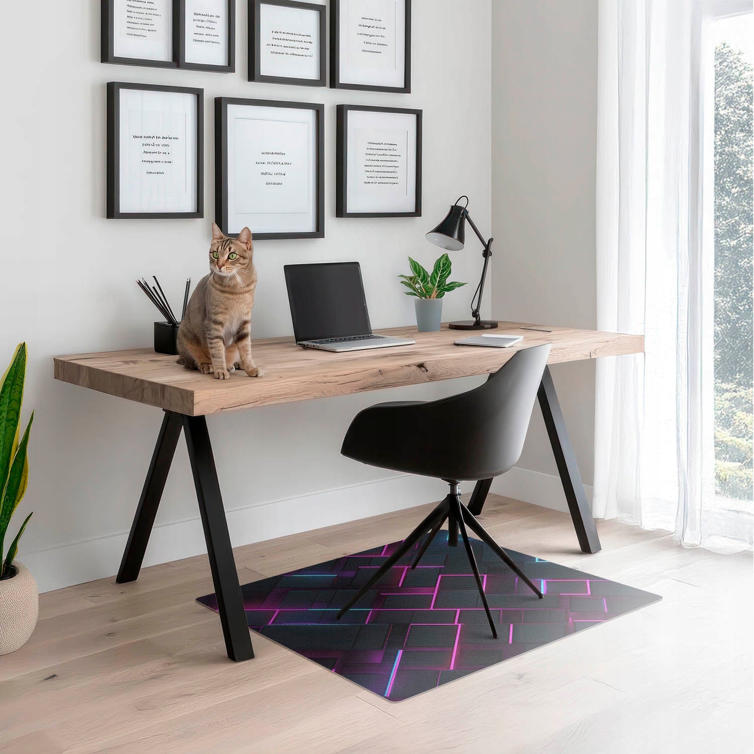 Protective Mat Under Office Chair Swivel Neon Rectangles 100x100 Brand Coloray