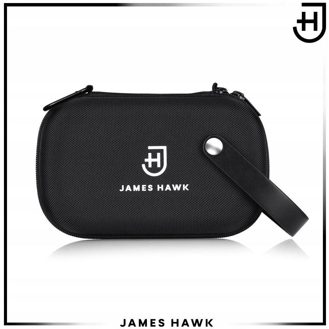 Protective case for electronics Charger cable organizer Travel Black Brand James Hawk