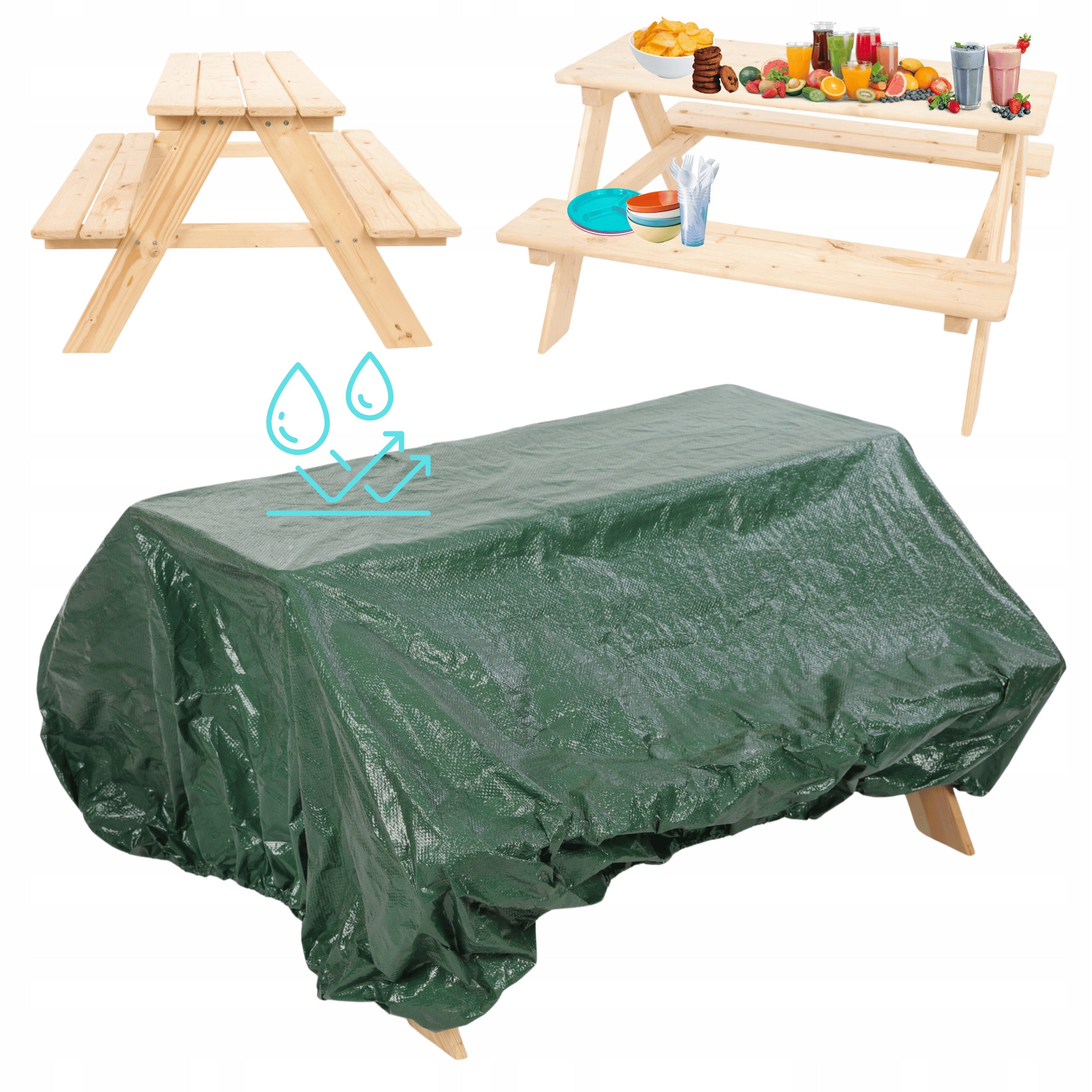 Protective cover for a picnic table, table chest, WATERPROOF table with an elastic band Packaging status original