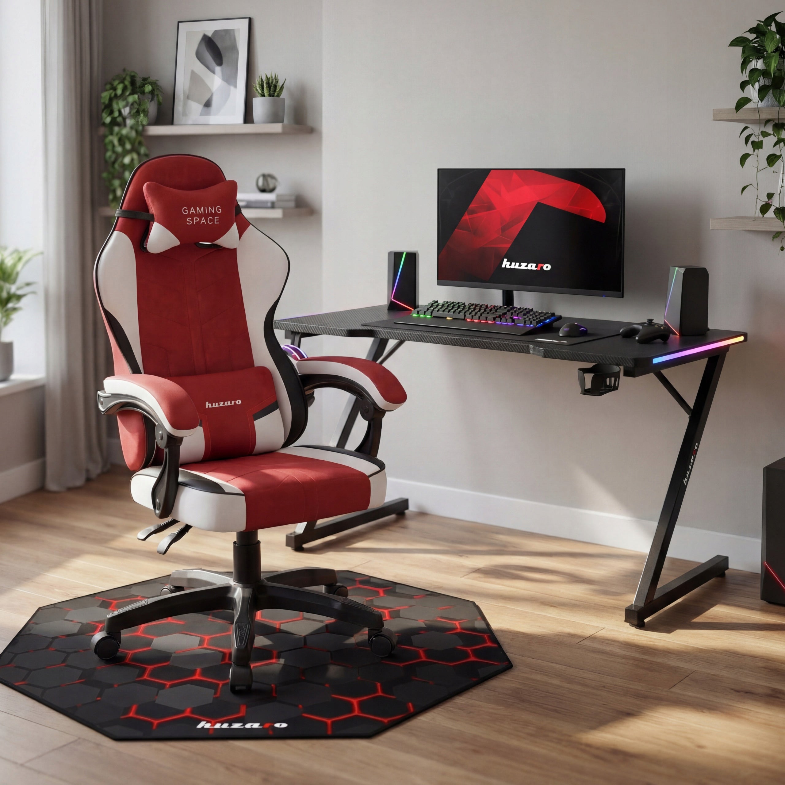 Protective mat under chair HUZARO gaming red large 120x120 Packaging status original