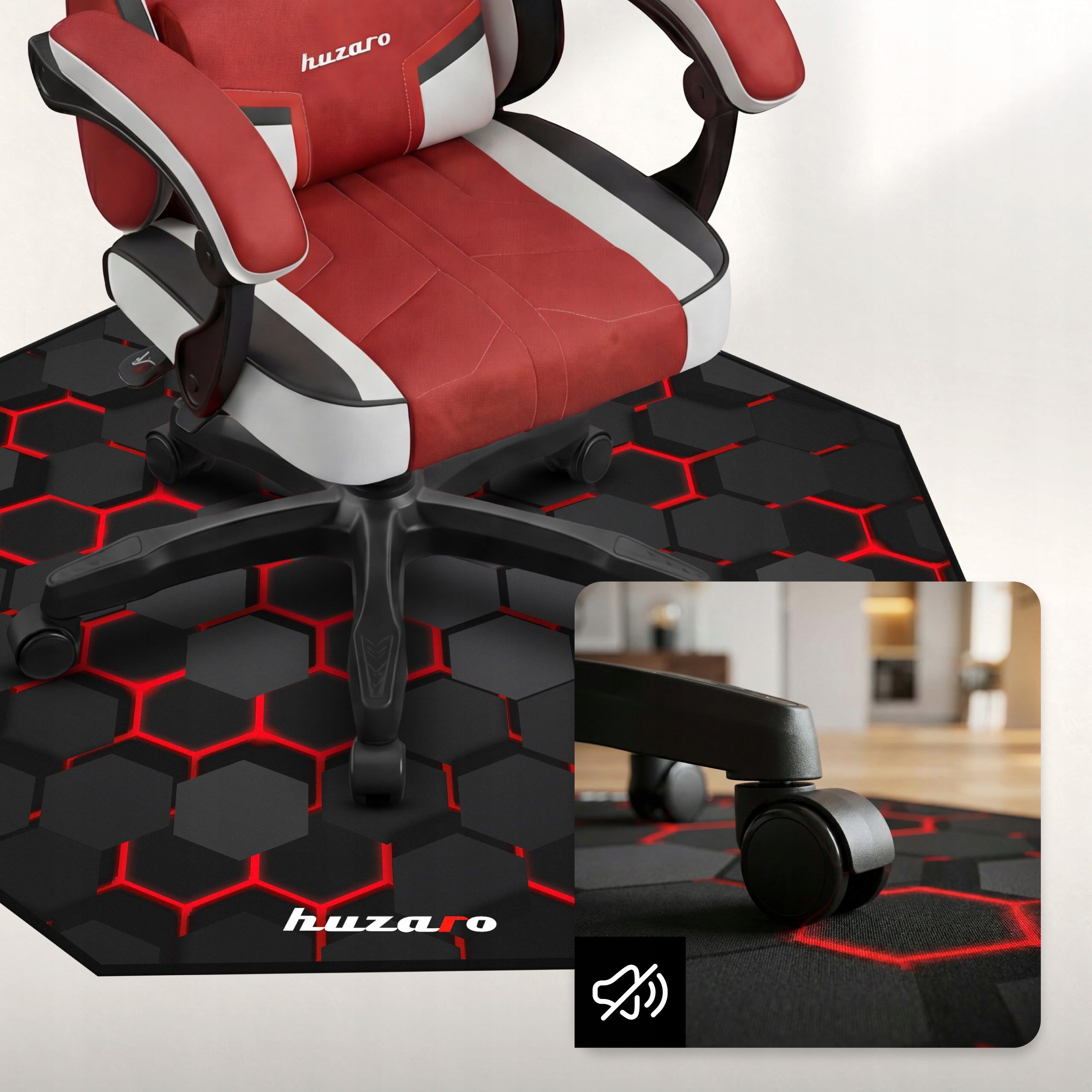 Protective mat under chair HUZARO gaming red large 120x120 Product height 0.5 cm