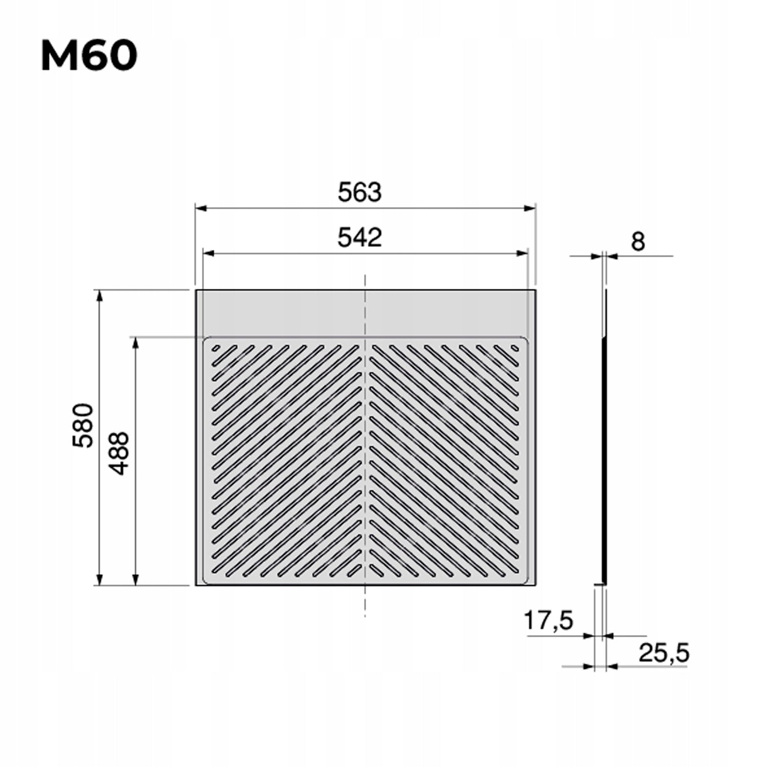Protective panel insert for the bottom of the SINK cabinet 60cm Anthracite Emuca Length 58 cm
