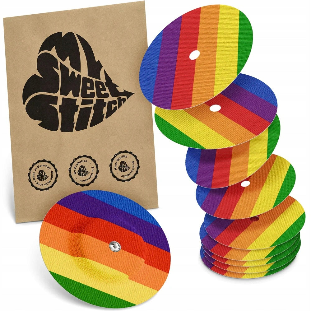 Protective patches, round for Freestyle Libre 2 sensor, Rainbow, 10 pcs.