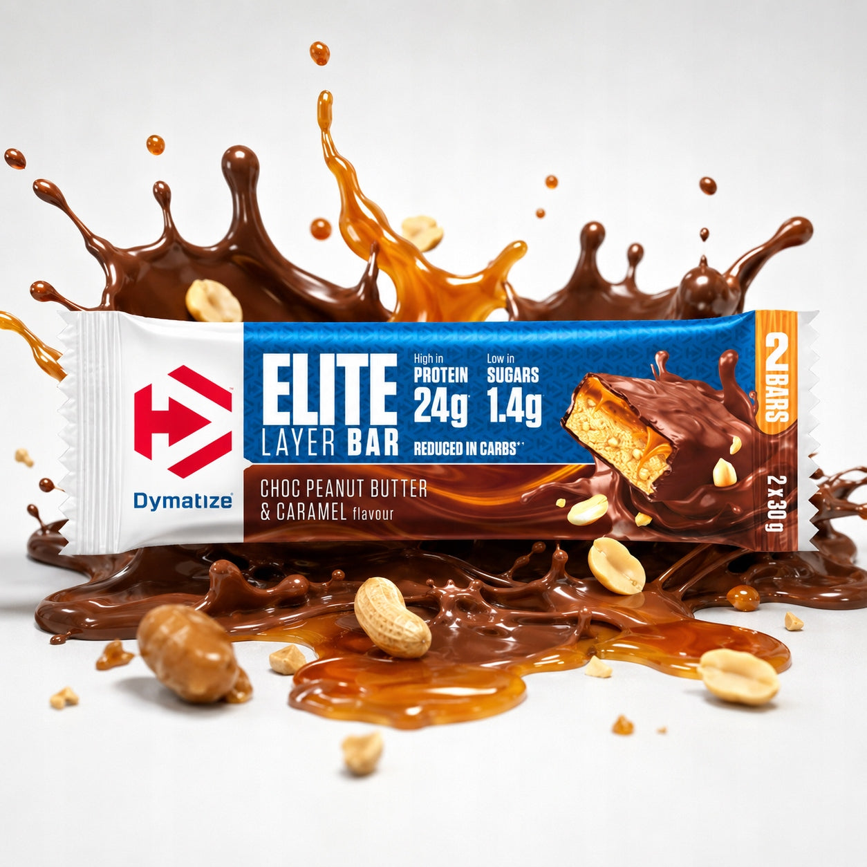Protein Bar Dymatize Caramel 2x30 g for training high-protein snack