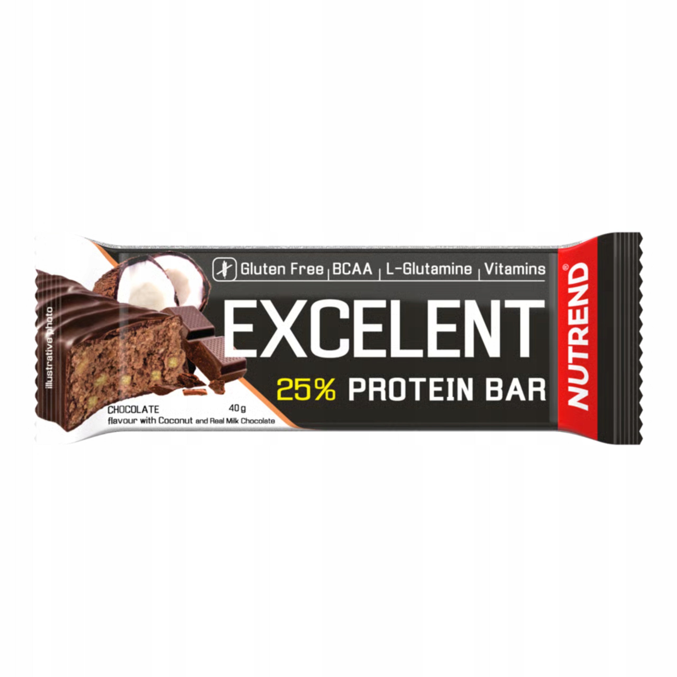 Protein Bar Excelent Protein Bar x30 Protein Chocolate Coconut Nutrend Expiration date at least six months from the date of purchase