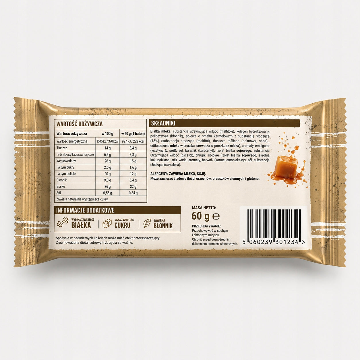 Protein Bar Grenade Caramel 60 g for training high-protein snack Expiration date at least 3 months from the date of purchase