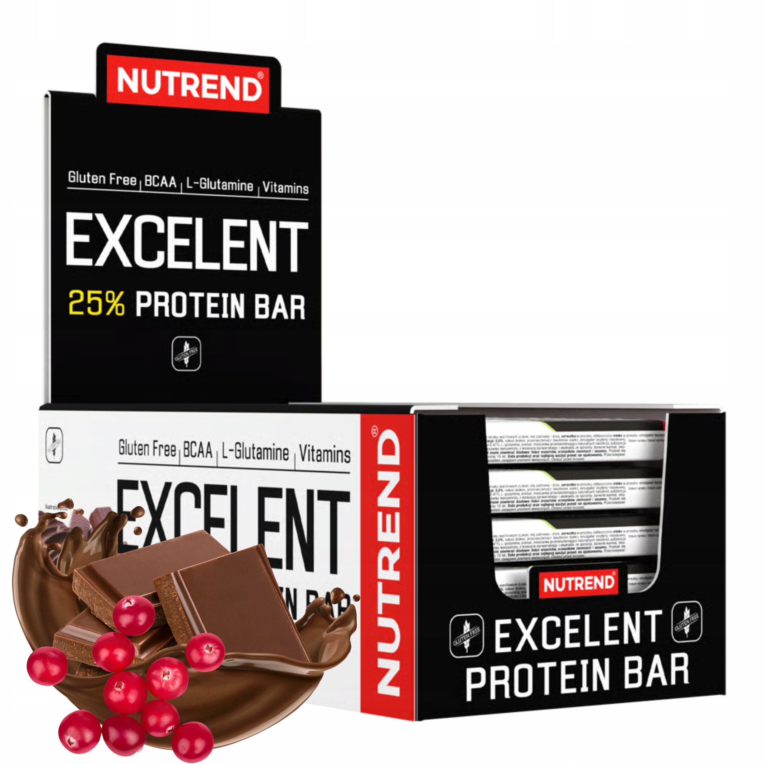 Protein Bar NUTREND BCAA Excelent Protein Bar x30 Cranberries