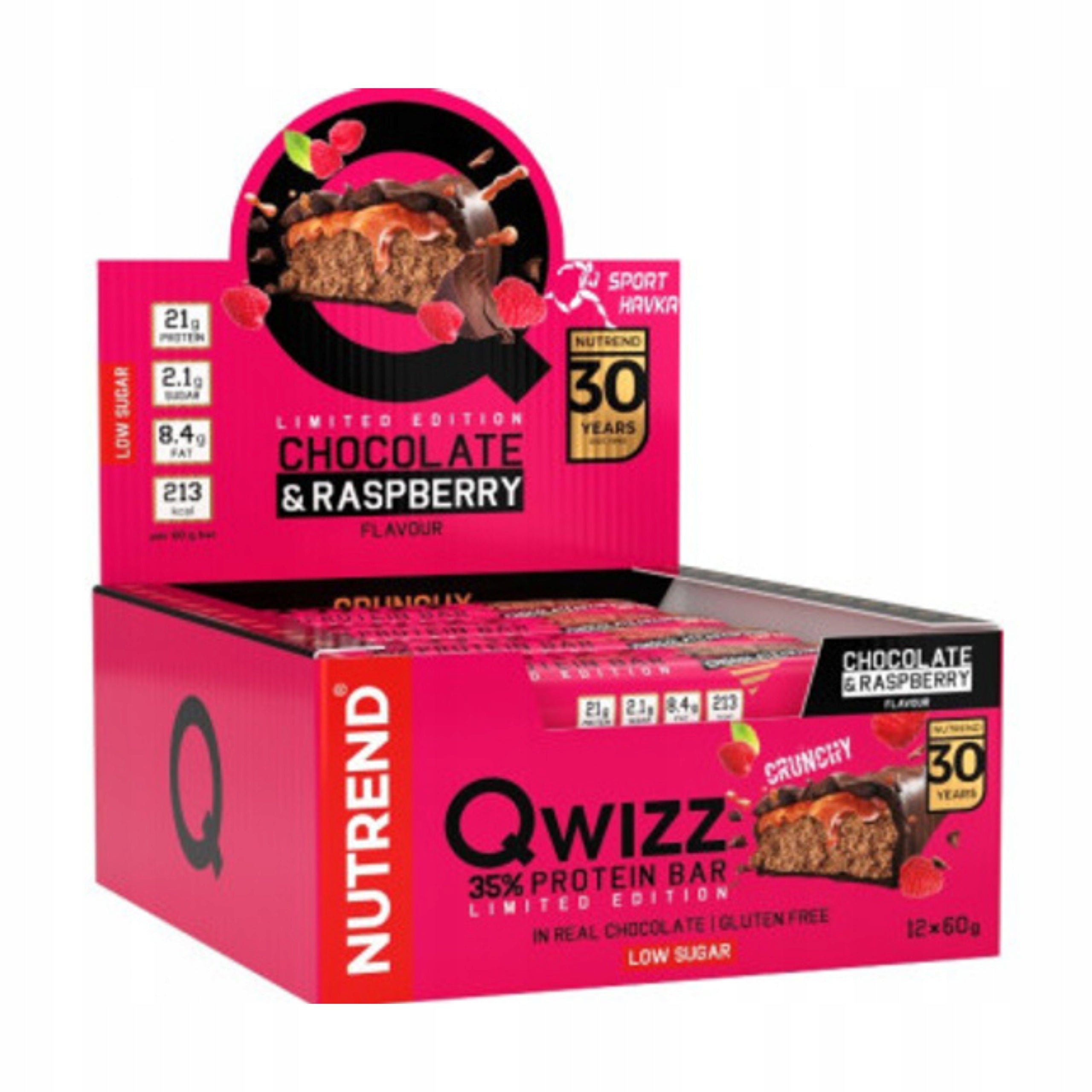 Protein Bar NUTREND Qwizz 24x60g Chocolate Raspberry 21g Protein