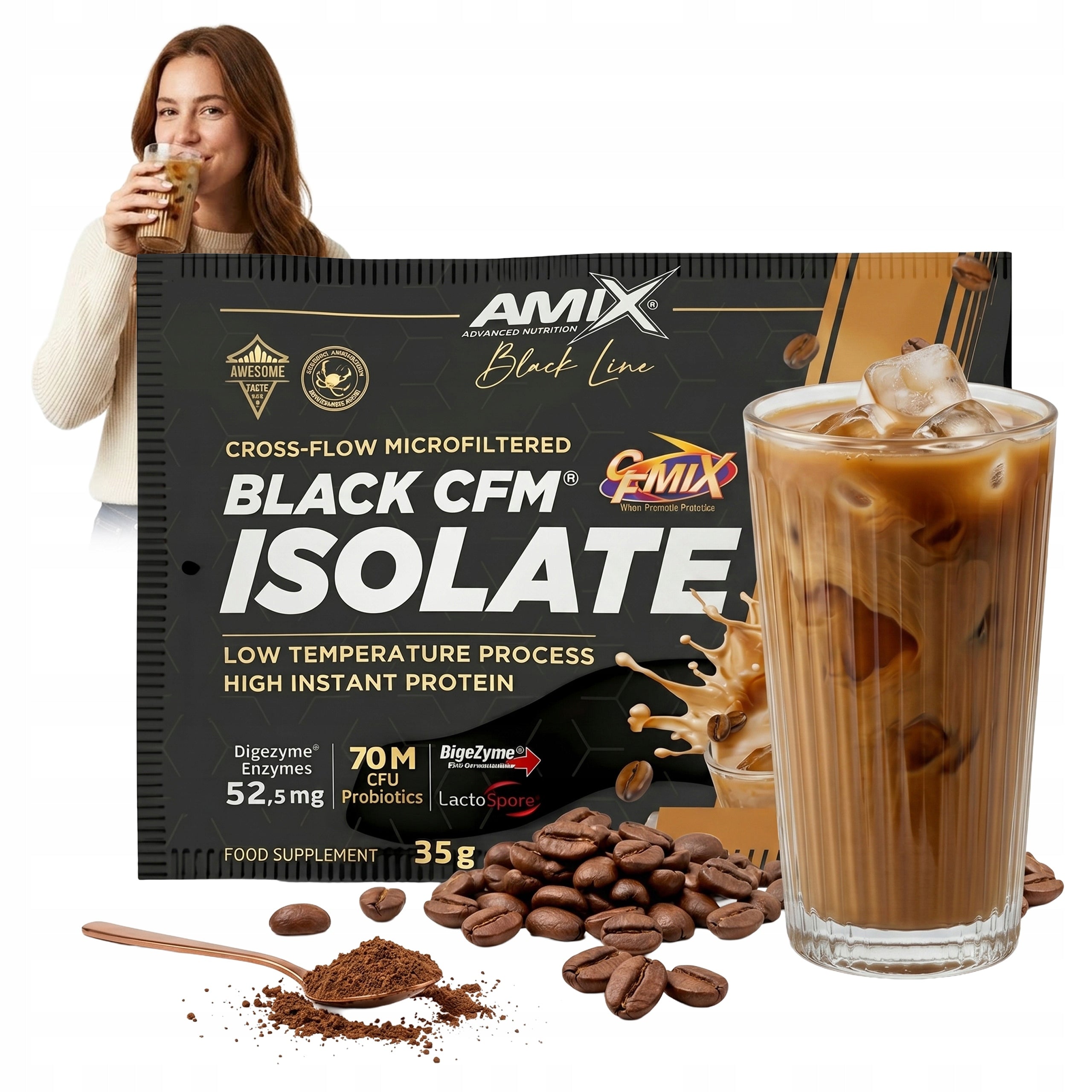 Protein Coffee Protein Conditioner Frozen Latte Without Sugar 9 Servings 35 g Packaging status original