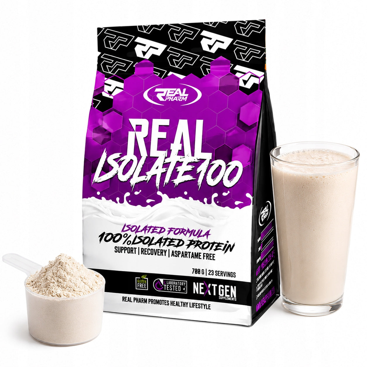 Protein Isolate WPI 100% 1800g REAL PHARM Maximum Regeneration Without Lactose