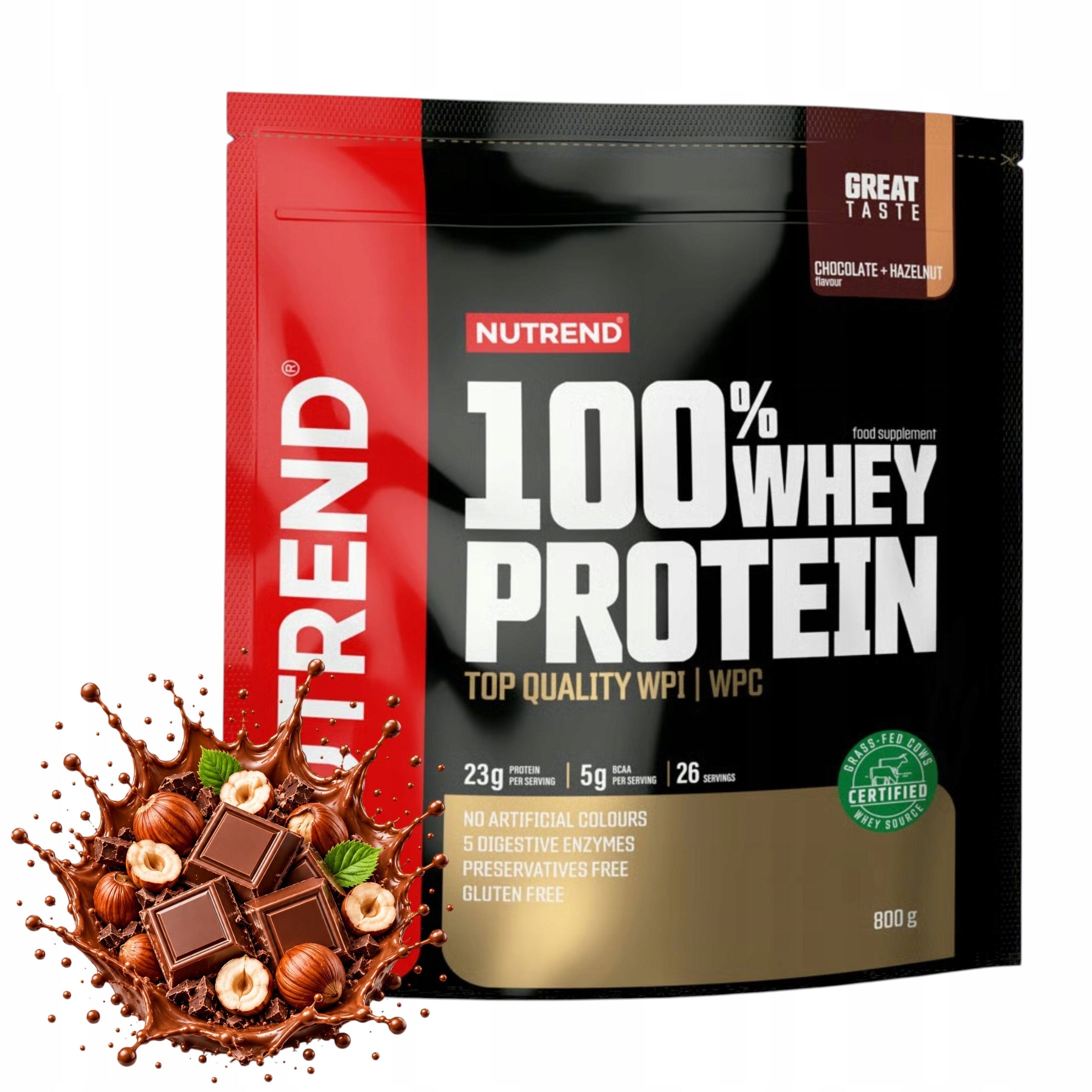 Protein NUTREND 100% Whey Protein WPC WPI 800g Chocolate Walnut BCAA Conditioner