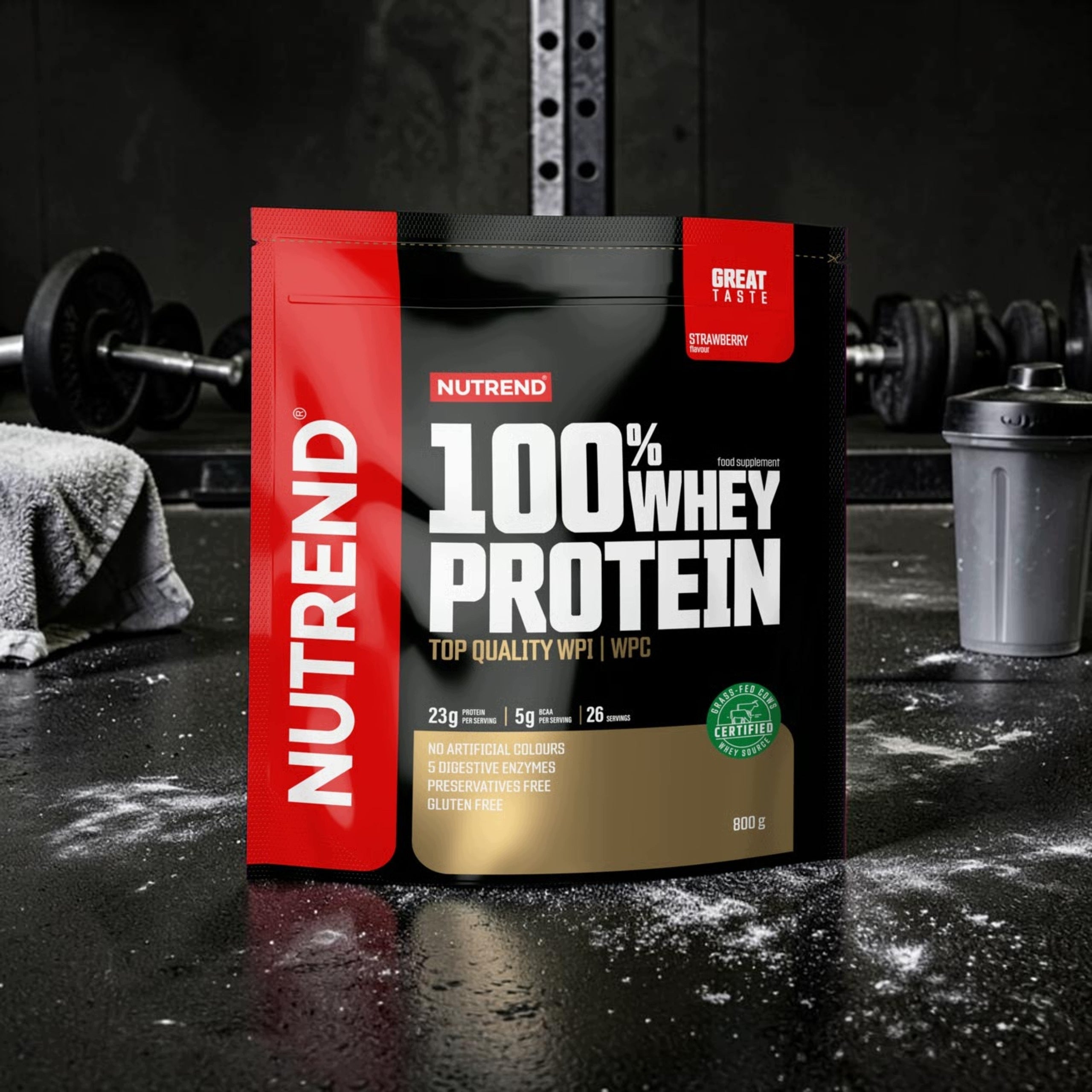 Protein NUTREND 100% Whey Protein WPC WPI 800g Strawberry BCAA Weight Conditioner Expiration date at least six months from the date of purchase