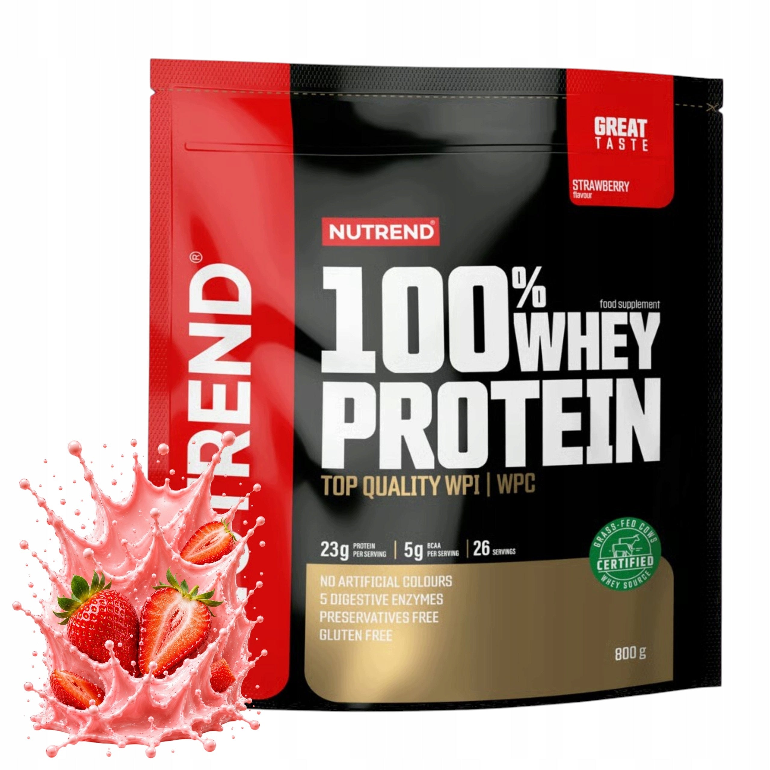 Protein NUTREND 100% Whey Protein WPC WPI 800g Strawberry BCAA Weight Conditioner