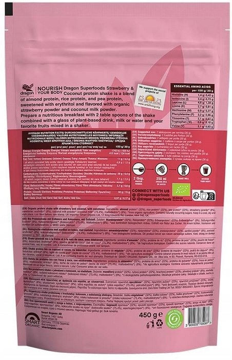 Protein Shake Strawberry and Coconut, 50% Protein - Gluten Free Drink BIO 450g Expiration date at least 1 year from the date of purchase