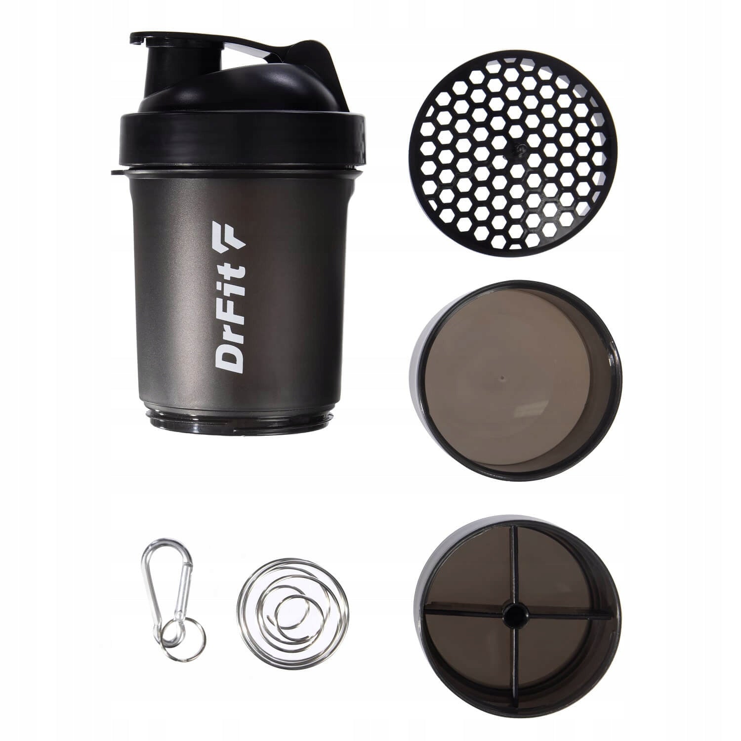 Protein Shaker Conditioner Shaker with Strainer 3 parts Tight 500ml DrFit Color black