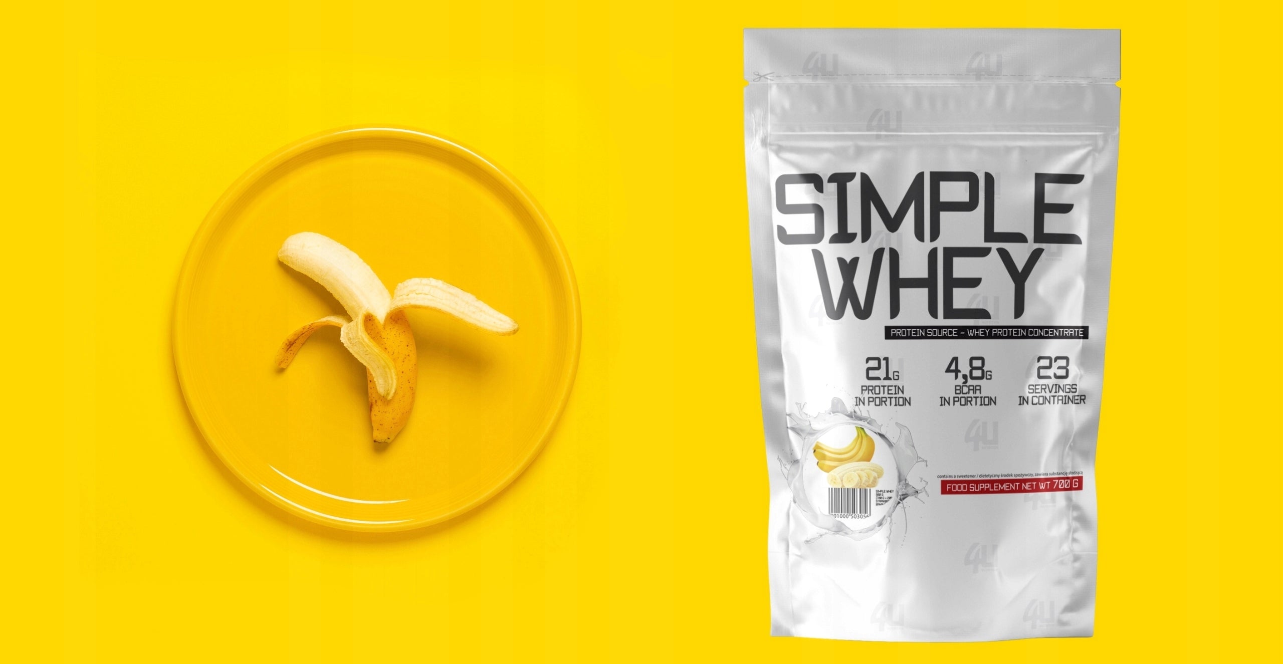 Protein WPC Slimming Cocktail Delicious Banana 4U whey protein wpc Packaging status original