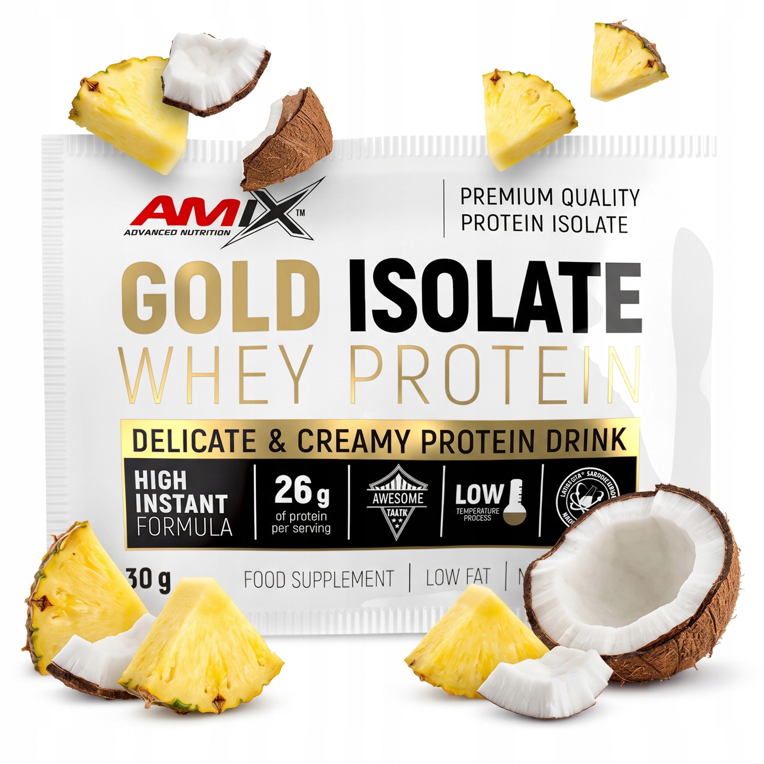 Protein WPI whey isolate conditioner cocktail sachet 30g pineapple coconut 26g