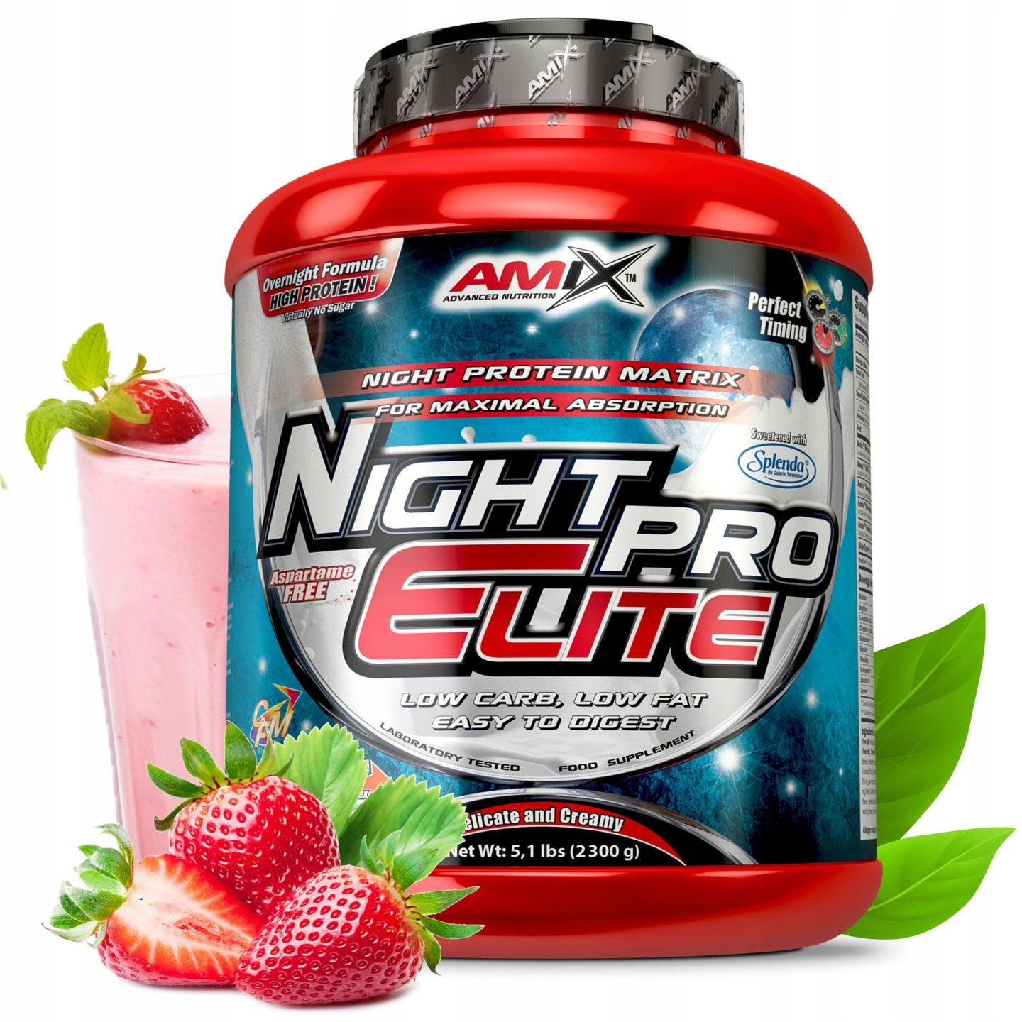 Protein before bedtime, casein, conditioner - Amix Night Pro Elite 2kg Strawberry