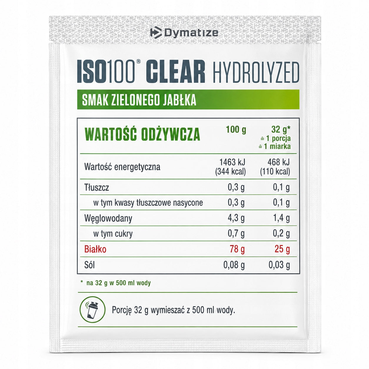 Protein isolate Dymatize ISO 100 Green apple 32 g whey protein WPI Expiration date at least 3 months from the date of purchase