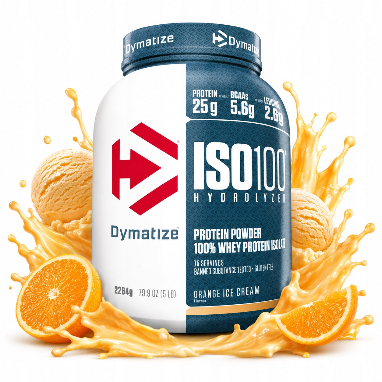 Protein isolate Dymatize ISO 100 Orange ice cream 2,264 kg whey protein