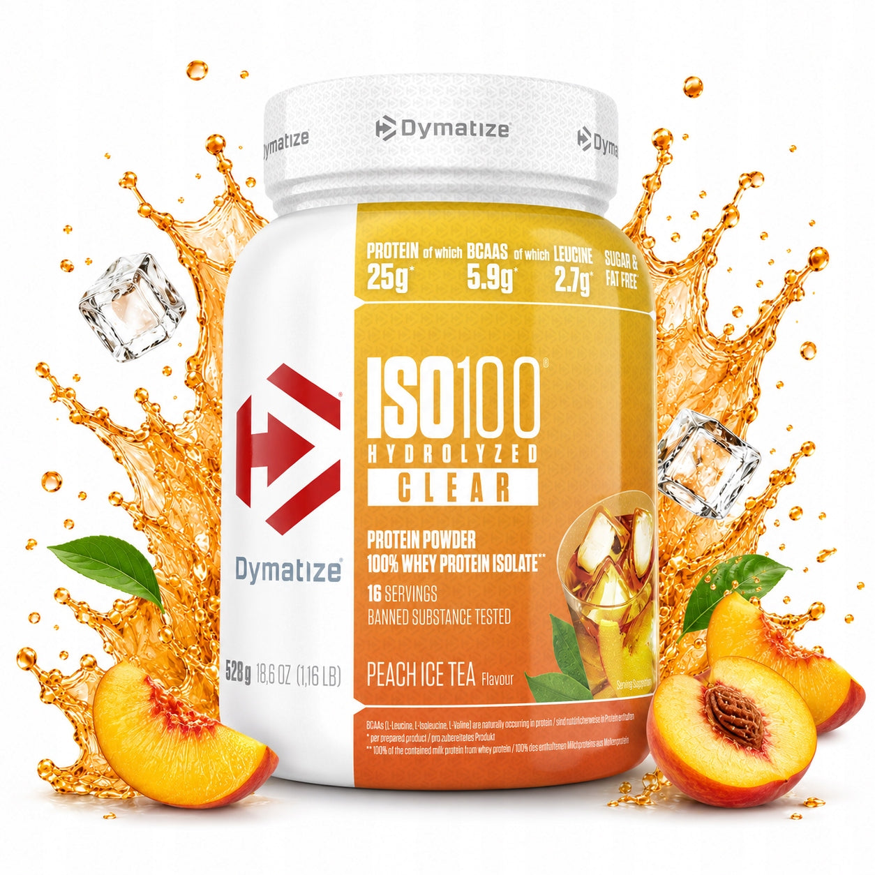 Protein isolate Dymatize ISO 100 Peach 528 g whey protein WPI