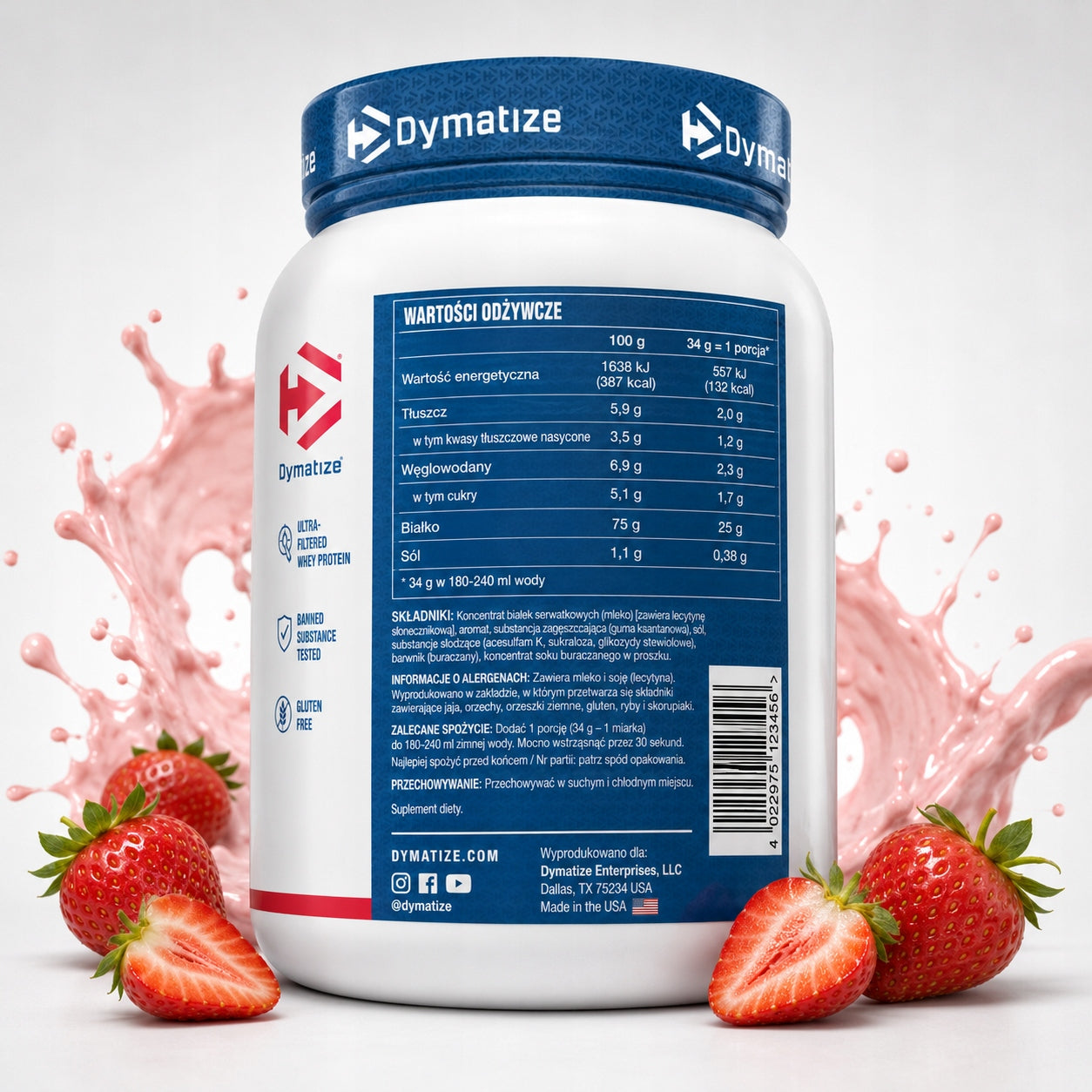 Protein supplement Dymatize Elite Whey Strawberry 942 g whey protein Expiration date at least 3 months from the date of purchase