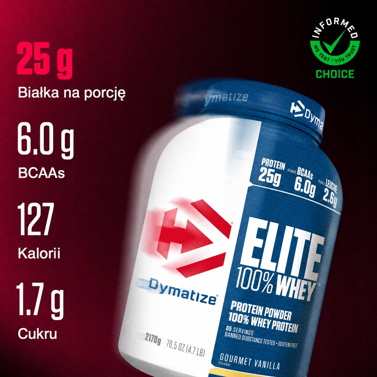 Protein supplement Dymatize Elite Whey Vanilla 2,17 kg whey protein Packaging status original