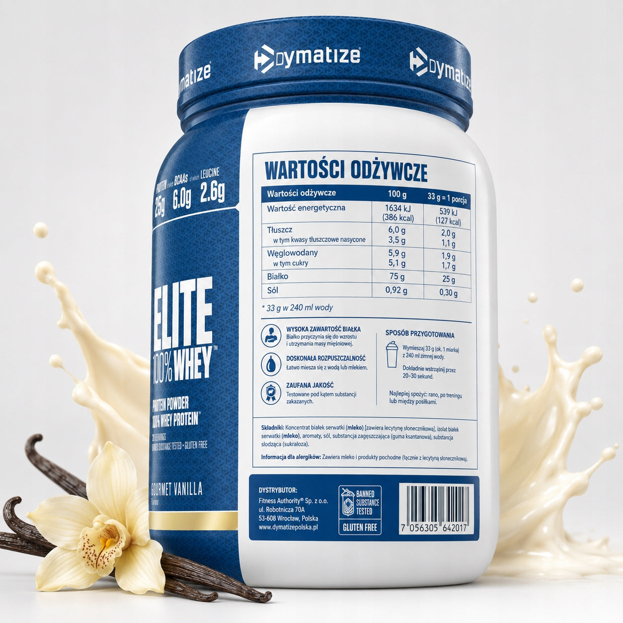 Protein supplement Dymatize Elite Whey Vanilla 942 g whey protein Expiration date at least 3 months from the date of purchase