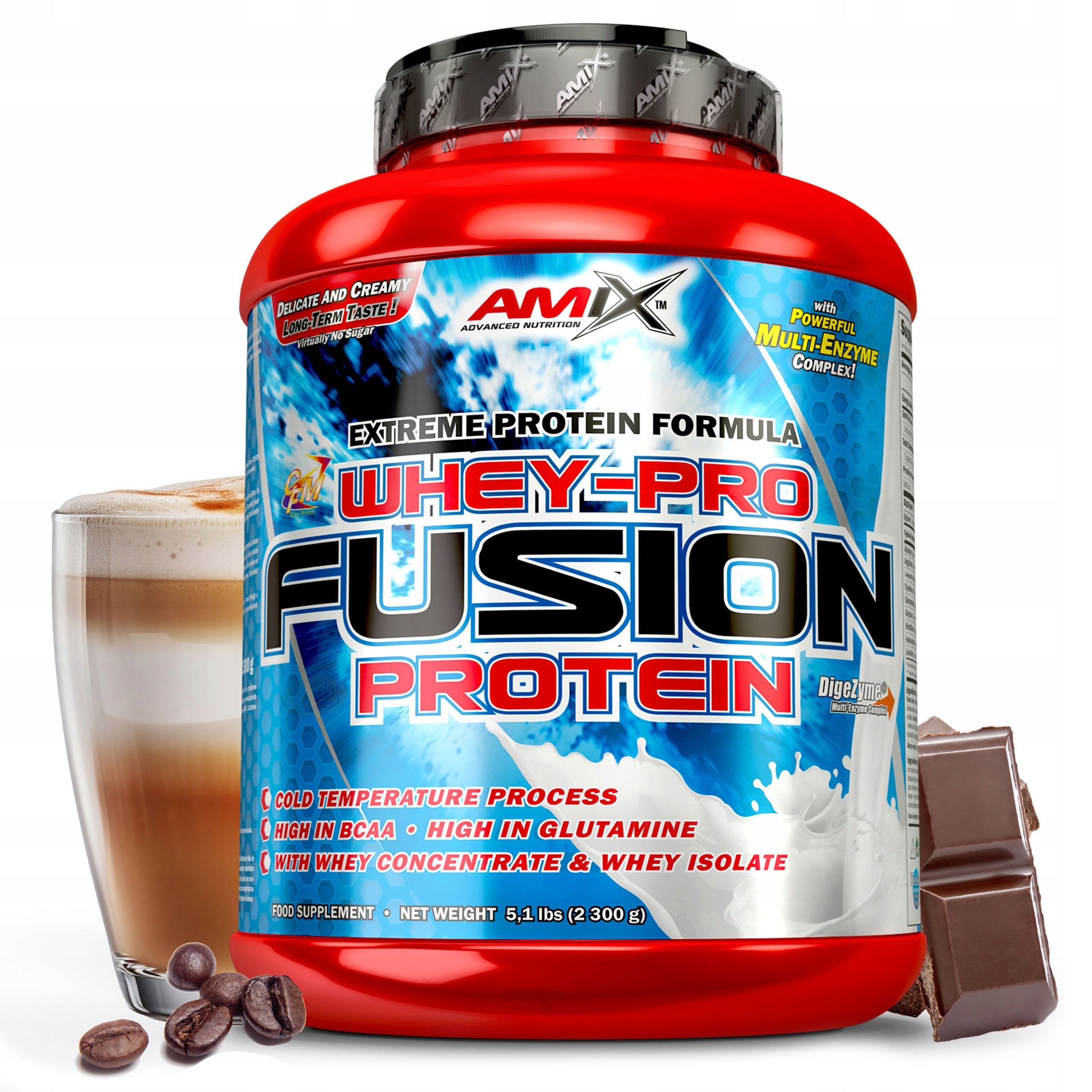 Protein supplement WPC WPI whey isolate 2300 g 66 servings mocha coffee