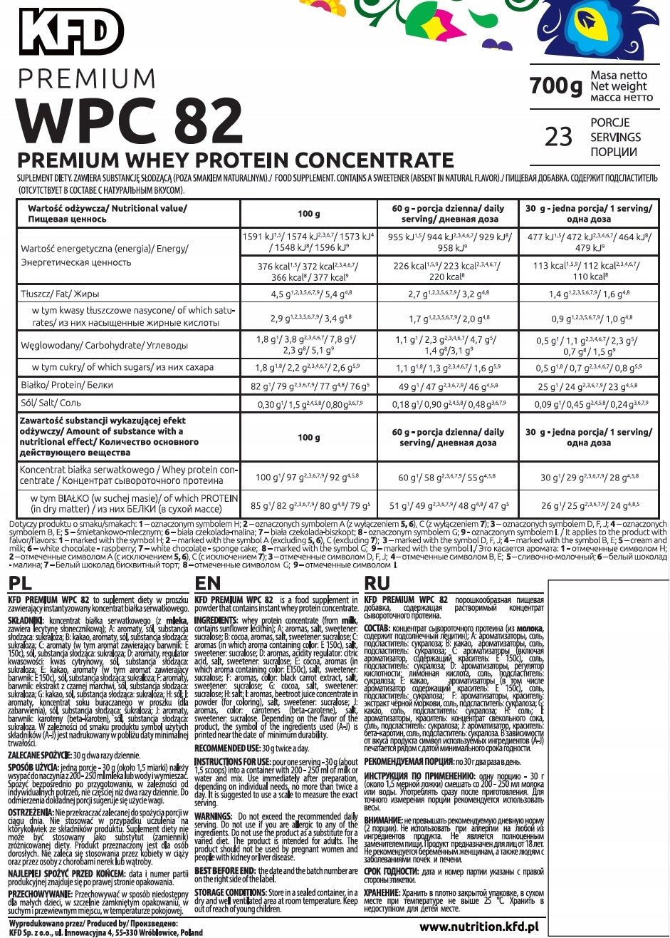 Protein supplement protein concentrate-WPC KFD 700g STRAWBERRY-LEVEL Packaging status original